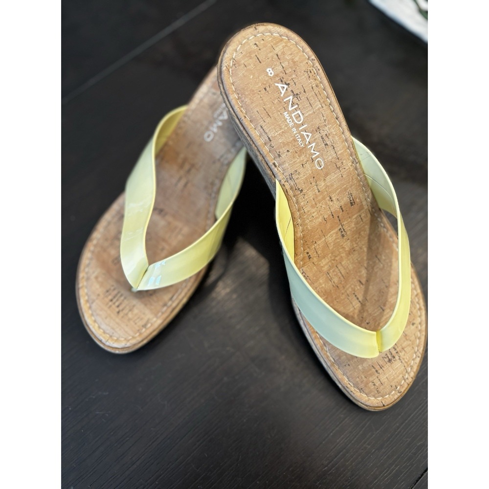 Andiamo Wedge Yellow Sandals Size 8‎ Summer Beach Travel